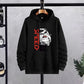 Men's Printed Fleece Hoodie Track Suit - 2 Pcs Set, Speed Black