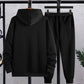 Men's Printed Fleece Hoodie Track Suit - 2 Pcs Set, Speed Black