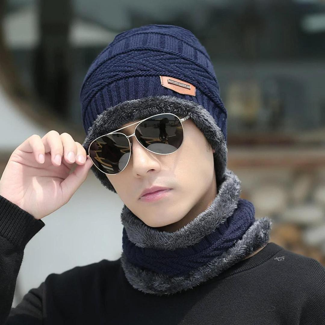 2 Pcs Wool Beanie And Neck Warmer