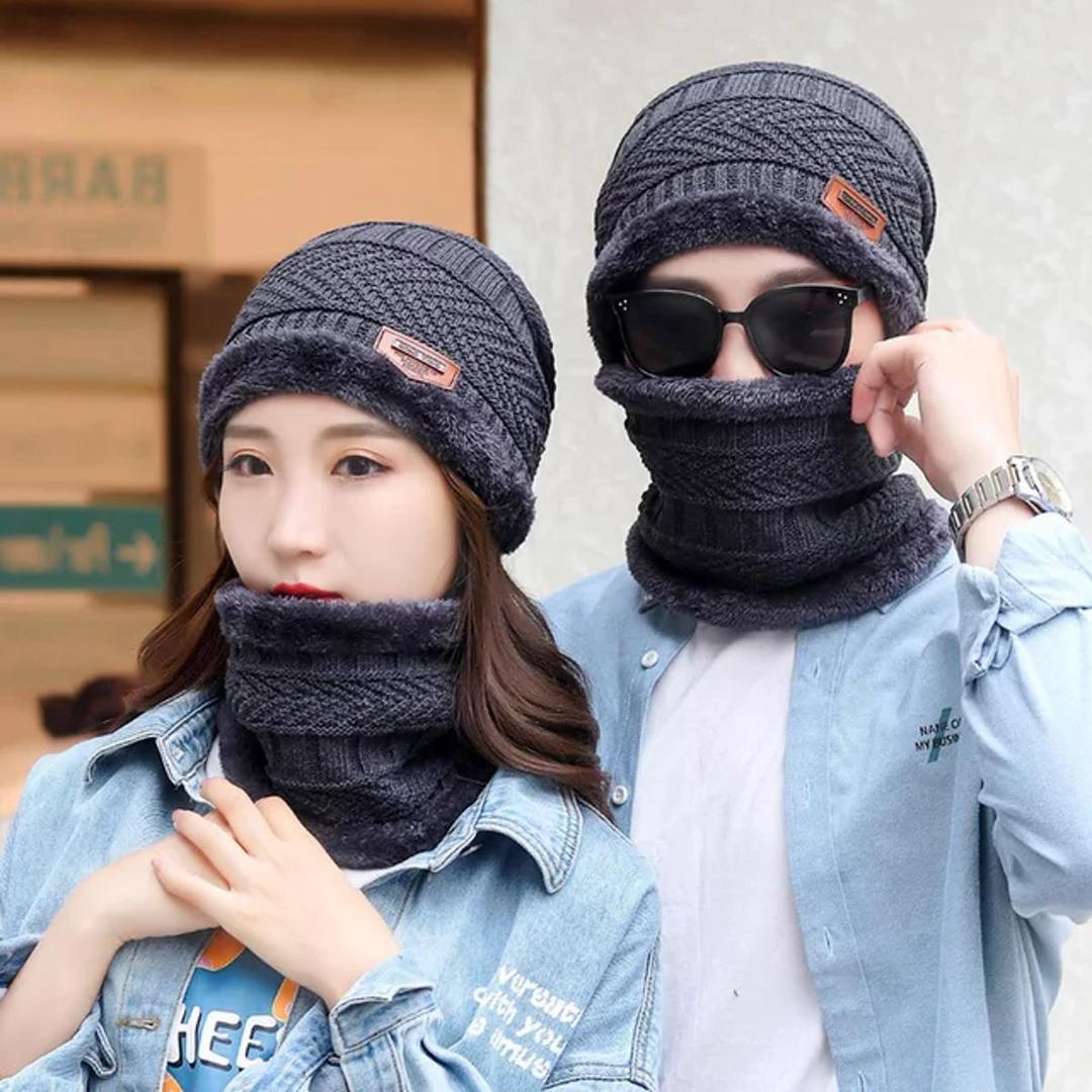 2 Pcs Wool Beanie And Neck Warmer