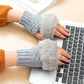 2 Pcs Wool Textured Fingerless Gloves