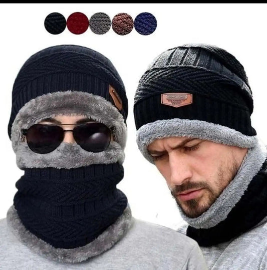 Beanie Wool Cap With Neck Warmer