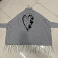 Women's Polyester Heart Printed Poncho Cape Shawl