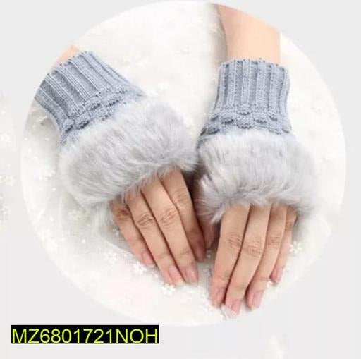 2 Pcs Wool Fur Lined Gloves 1